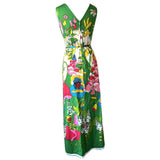 Whimsical pop-art floral late 1960s bold print maxi dress