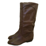 Brown leather vintage 1980s braid trim leather boots UK 5