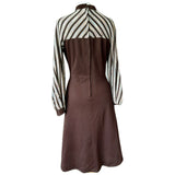 Brown stripe panel vintage 1970s day dress