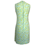 Lime green and blue floral paisley cotton vintage 1960s shift dress