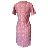 Two-tone pink lace vintage 1960s shift dress