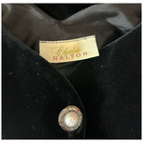 Black velvet vintage 1980s sweetheart neckline waistcoat with celtic buttons