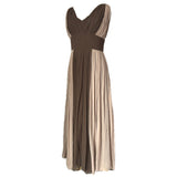 Berkertex vintage 1960s coffee and cream grecian chiffon evening dress