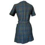 Tartan plaid wool vintage 1960s belted mini dress