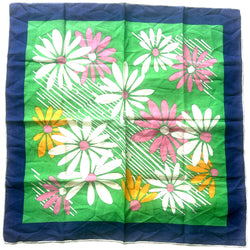 Flower power vintage daisy print cotton square scarf