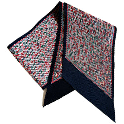 Deco print vintage diagonal pleated neckscarf