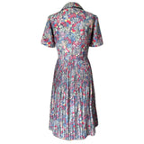 1980s-does-1940s vintage impressionist print day dress with pleated skirt