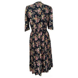 Midnight blue floral vintage 1980s-does-1940s day dress