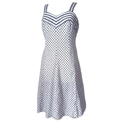 Horrockses Fashions navy and white polkadot cotton 1960s sun dress