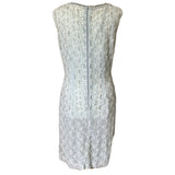 Ice blue lace bead embellished 1950s cocktail dress