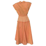 Iridescent peach lace trim vintage 1940s dress