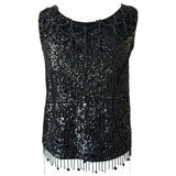 Jet black art deco vintage 1950s beaded and sequinned wool top