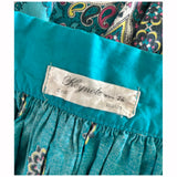 Turquoise cotton paisley panel vintage 1950s skirt
