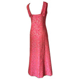 Candy pink and gold brocade vintage 1960s space age maxi dress