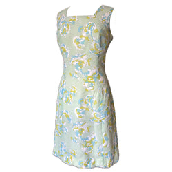 Pale green pop-art psych print vintage 1960s shift dress