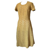 Mustard crochet knit vintage 1960s dress