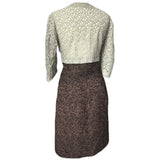 Coffee and cream lace vintage 1950s wiggle dress