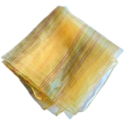 Amber yellow rainbow lurex stripe vintage nylon georgette square scarf