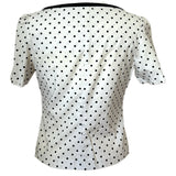 Black and white cotton vintage polkadot short sleeved blouse