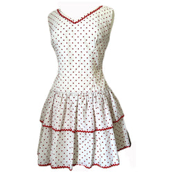 Red and white polkadot vintage 1960s mini dress