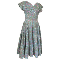 Paisley floral cotton vintage 1950s day dress