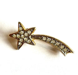 Cute little vintage shooting star rhinestone brooch