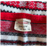 Fair Isle red, black and white scandi patterned vintage 1970s tank top