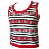 Fair Isle red, black and white scandi patterned vintage 1970s tank top