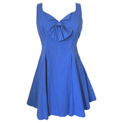 Royal blue cotton fit and flare 1980s-does-1950s summer dress