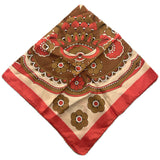 Bold red and brown psychedelic floral vintage 1960s twill square scarf