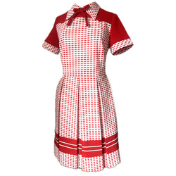 Red and white check vintage 1970s hostess day dress