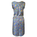 Stained glass effect vintage 1960s psychedelic shift dress with chain belt