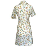 White polycotton late 1960s shirt dress with spring floral print