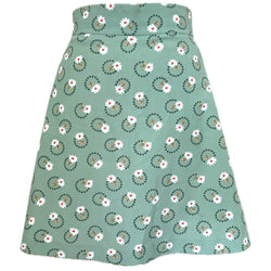 Spearmint green daisychain floral 1970s a-line skirt