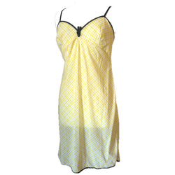 Yellow check nylon vintage 1960s unworn slip petticoat