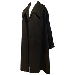 Manteau d’hiver chic en laine noire vintage des années 1950 avec col de déclaration