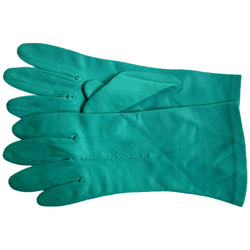 Bottle green nylon vintage fleecy lined gloves size 6.5