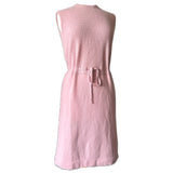 Pink knit vintage 1960s shift dress with drawstring waist