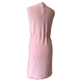 Pink knit vintage 1960s shift dress with drawstring waist