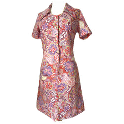 Psychedelic vintage 1960s flower power pink and red day dress