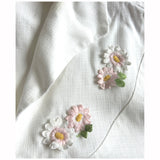 White 1950s vintage cap sleeved blouse with daisy appliques